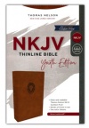 NKJV Thinline Comfort Print Youth Bible - Leathersoft brown